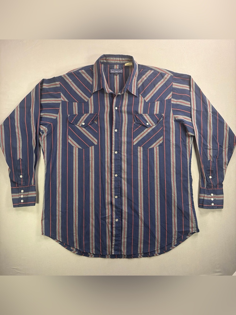 Men's Blue Striped Button-Down Pearl Snap Western Cowboy Shirt
